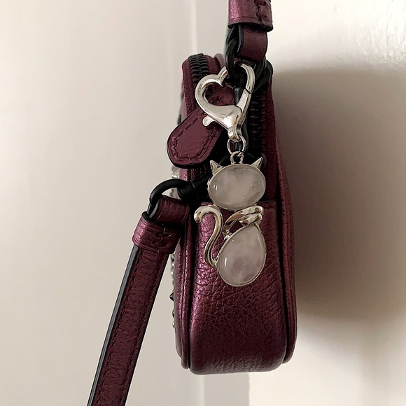 Hand Crafted Jewelry - Rose Quartz Crystal Bag Charm Cat Keyring Charm Rose Quartz Kitty Cat Charm